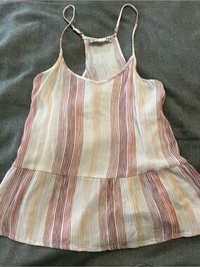 Pink Republic Pink and Cream Striped Tie-Shoulder Cami Top